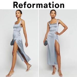 Reformation Solay Silk Dress in Light Blue sz 2 NWT 298$